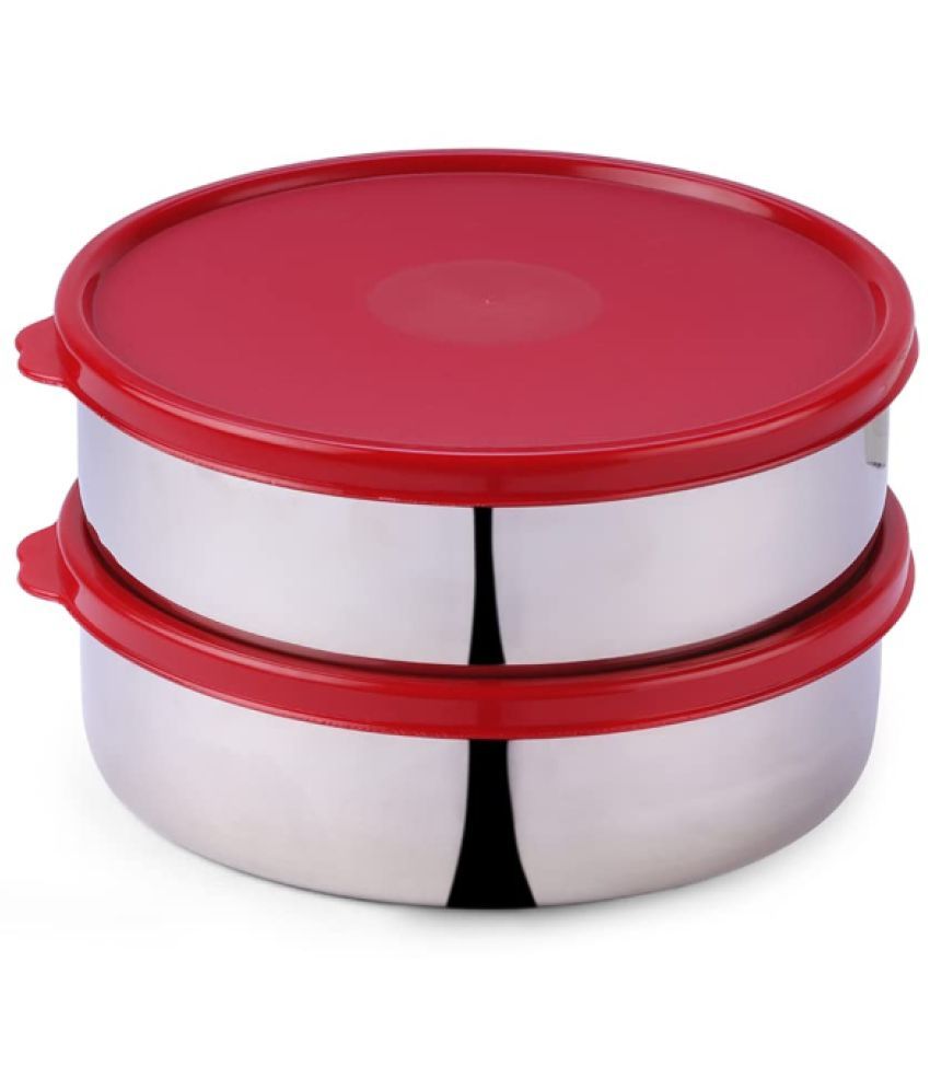     			Oliveware Steel Red Food Container ( Set of 2 )