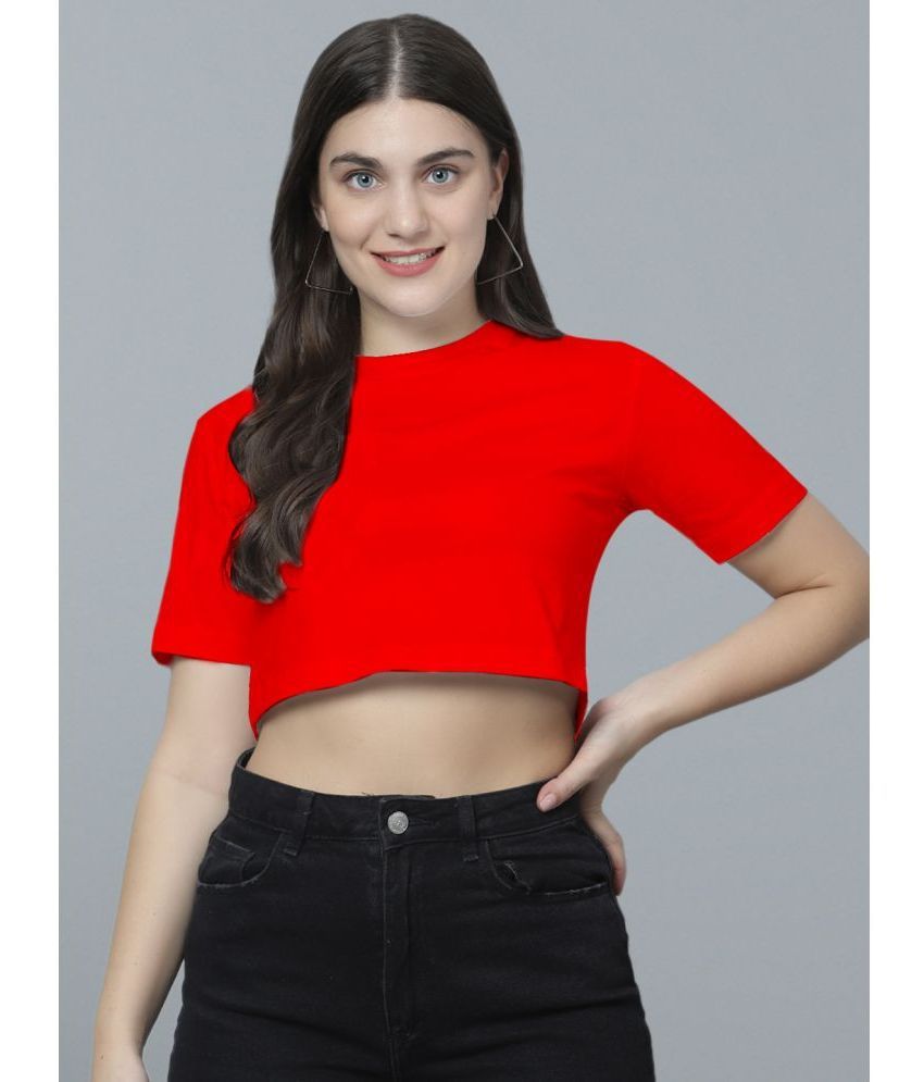     			Diaz - Red Cotton Women's Crop Top ( Pack of 1 )