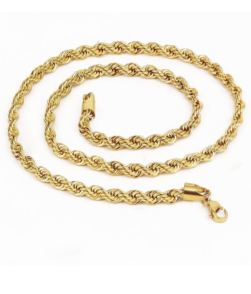     			FASHION FRILL - Gold Plated Stainless Steel Chain ( Pack of 1 )