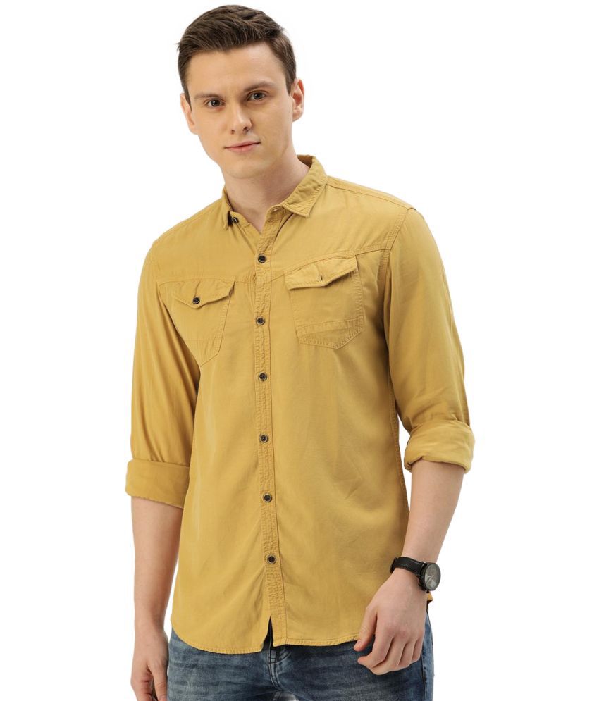     			IVOC - Mustard 100% Cotton Slim Fit Men's Casual Shirt ( Pack of 1 )