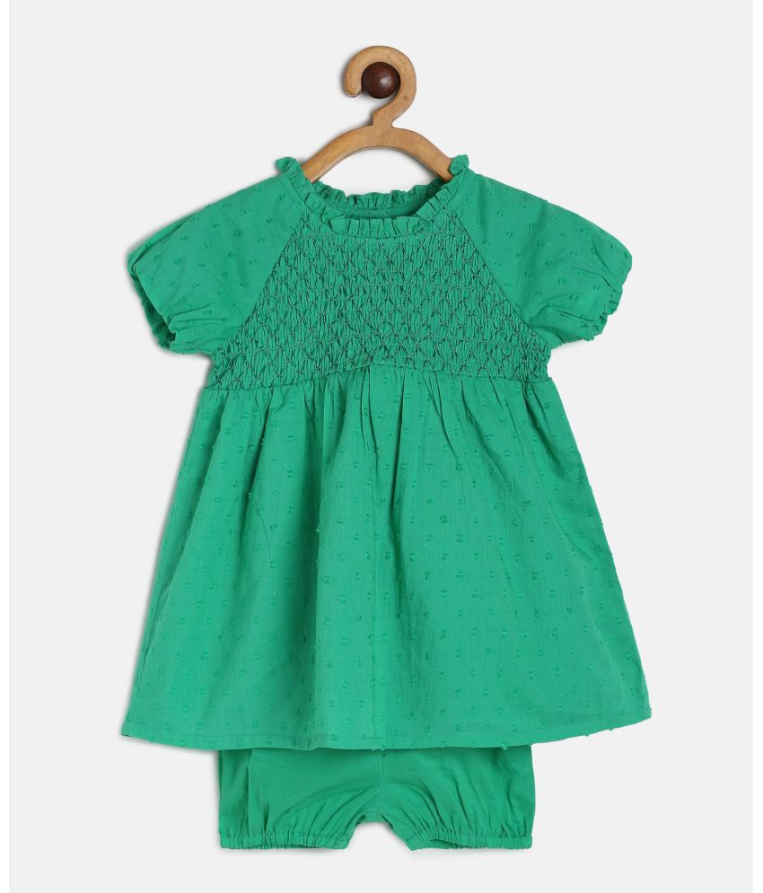     			MINI KLUB - Green Cotton Baby Girl Dress ( Pack of 1 )