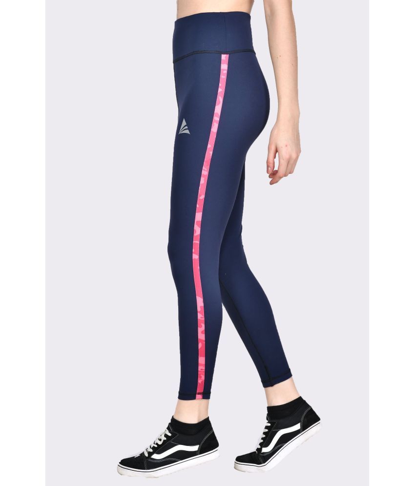     			ACTIWIN Navy Poly Spandex Solid Capri - Single