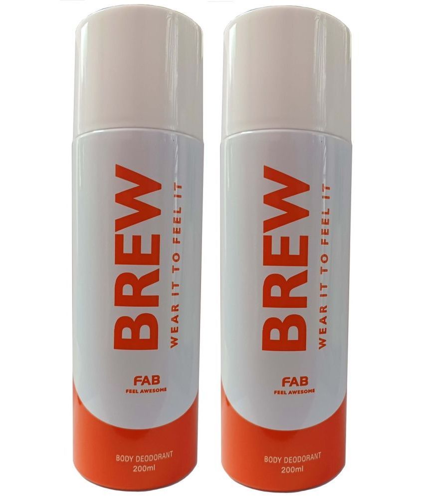     			Brew - 2 FAB DEODORANT 200ML EACH, PACK OF 2 . Deodorant Spray for Unisex 400 ml ( Pack of 2 )