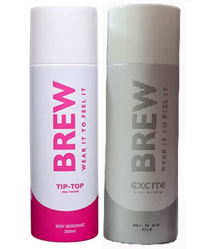     			Brew - TIPTOP & EXCITE DEODORANT ,200MLEACH Deodorant Spray for Unisex 400 ml ( Pack of 2 )