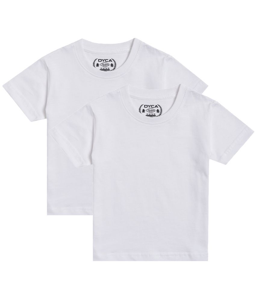     			DYCA - White Cotton Boy's T-Shirt ( Pack of 2 )