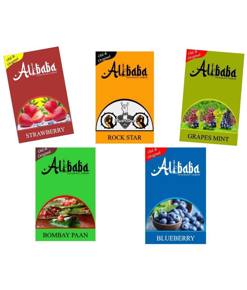     			Alibaba Hookah Flavors Strawberry, Rock Star, Grapes Mint, Bombay Paan, Blueberry (Pack of 5)