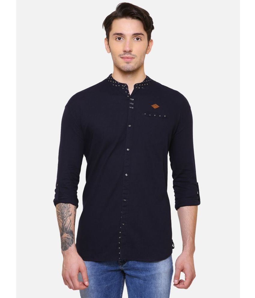     			Kuons Avenue - Navy Blue Linen Slim Fit Men's Casual Shirt ( Pack of 1 )