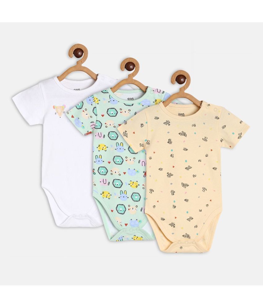     			MINI KLUB - Multicolor Cotton Bodysuit For Baby Boy ( Pack of 3 )