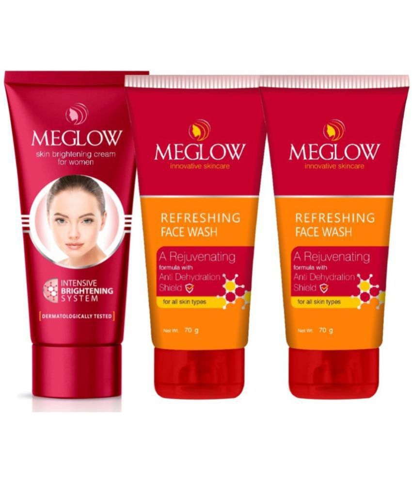     			Meglow Skin Brightening Cream For Women(1x50g) + Refreshing Facewash with Vitamin-E (2x70g)