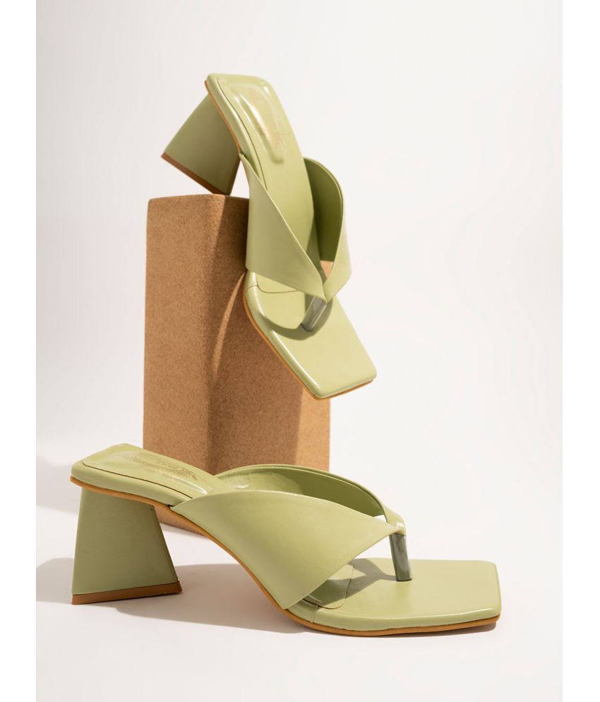     			Shoetopia - Green Women's Slip On Heels