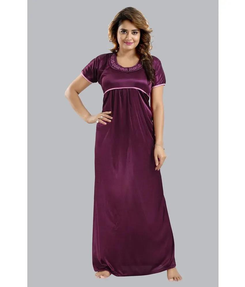 FOMTI - Purple Satin Women's Nightwear Nighty & Night Gowns ( Pack of 1 ) -  Buy FOMTI - Purple Satin Women's Nightwear Nighty & Night Gowns ( Pack of 1  ) Online at Best Prices in India on Snapdeal