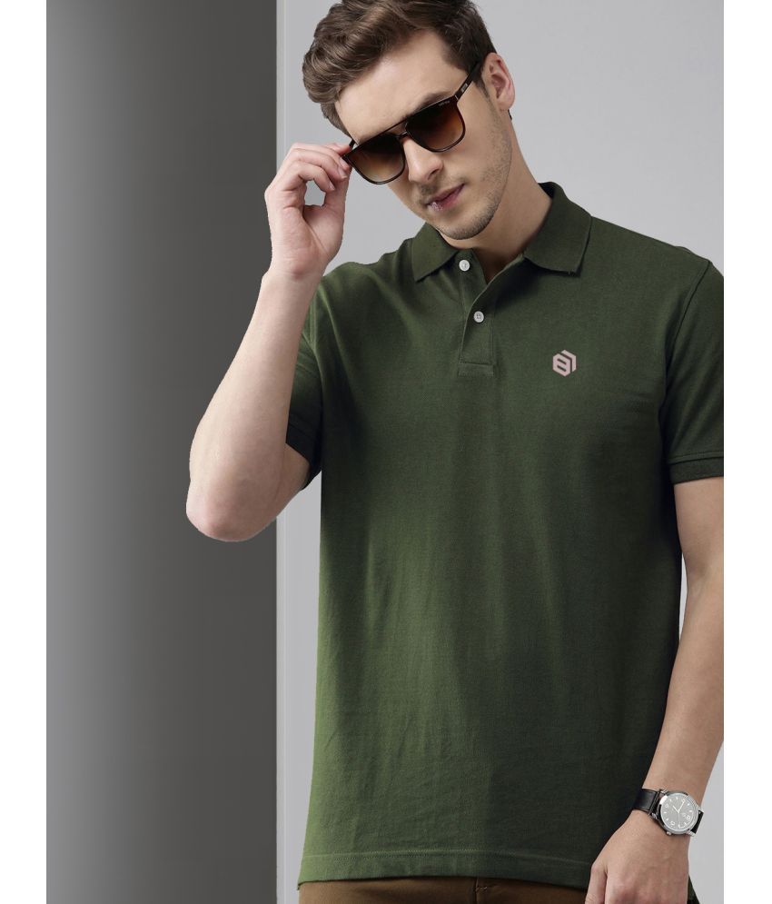     			BISHOP COTTON - Olive Cotton Blend Regular Fit Men's Polo T Shirt ( Pack of 1 )