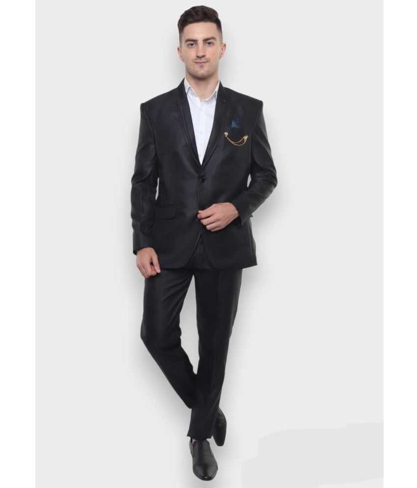     			FOURFOLD - Black Polyester Blend Regular Fit Men's 2 Piece Suit ( Pack of 1 )