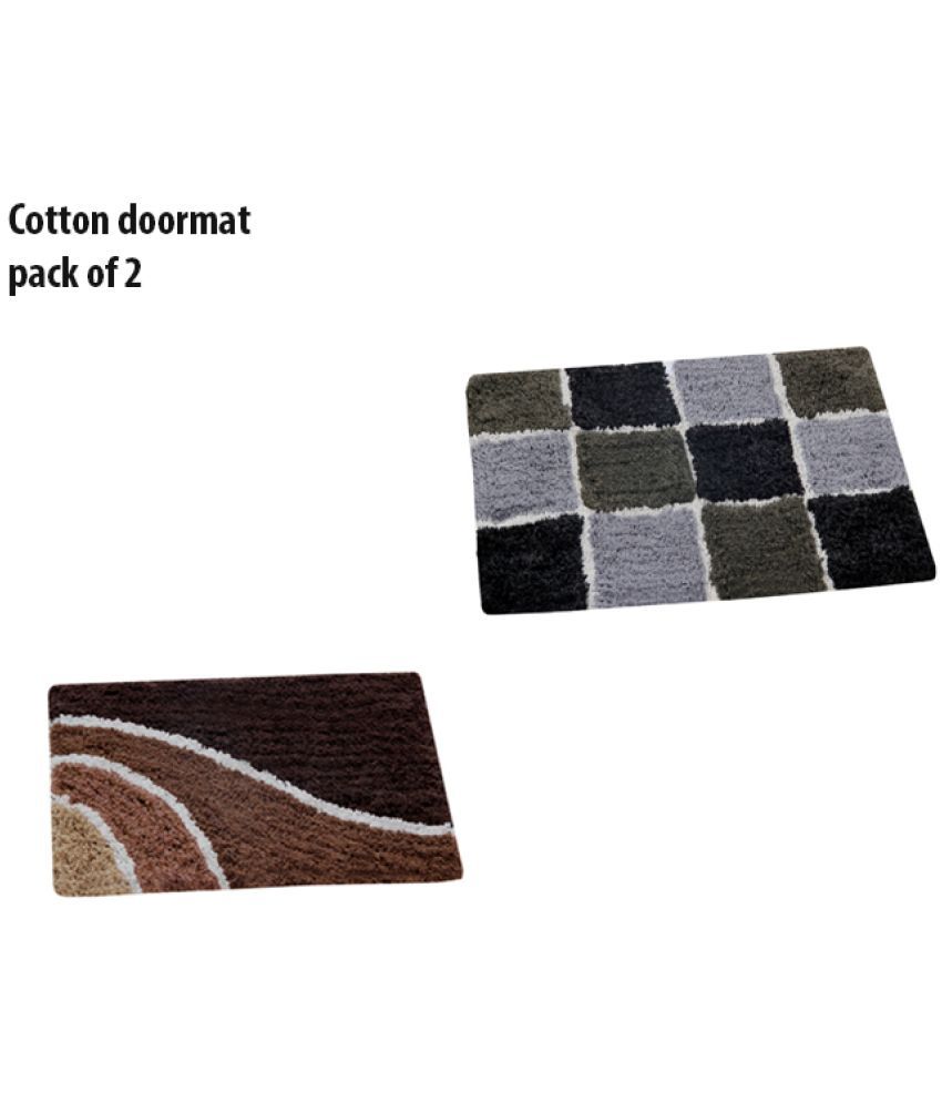     			HOMETALES - Anti-skid Cotton Door Mat ( 60 X 40 cm ) Set of 2 - Silver