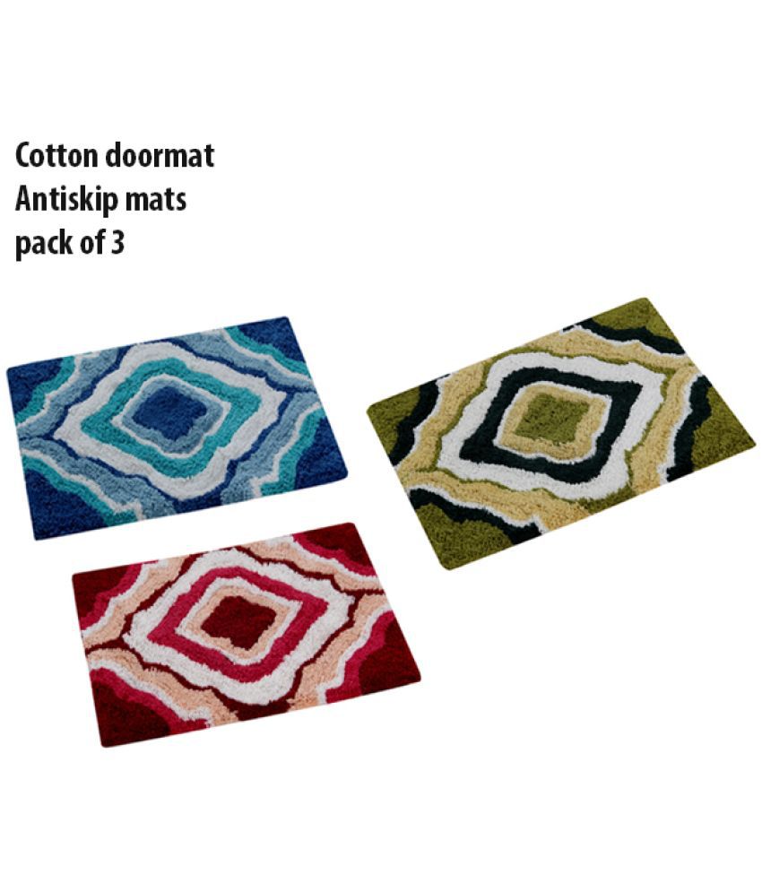     			HOMETALES - Anti-skid Cotton Door Mat ( 60 X 40 cm ) Set of 3 - Off White