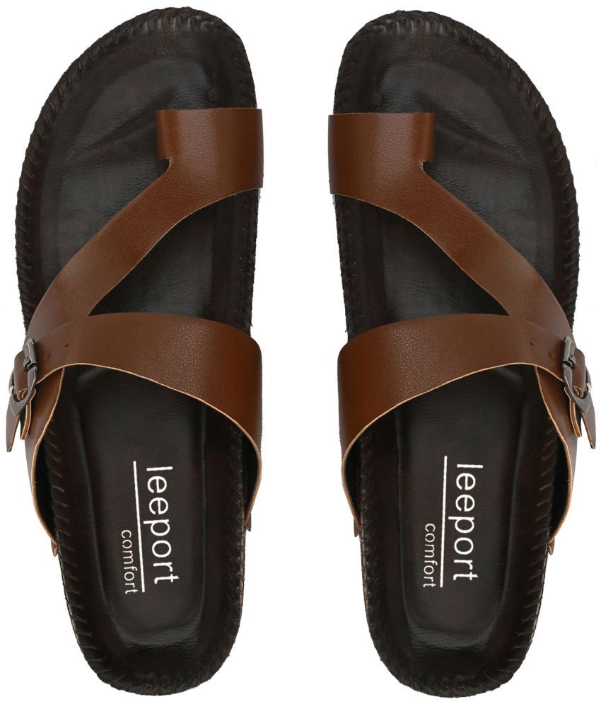     			Leeport - Tan Men's Leather Slipper