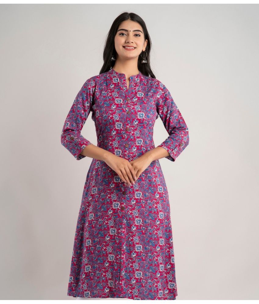     			MAUKA - Pink Rayon Women's Front Slit Kurti ( Pack of 1 )