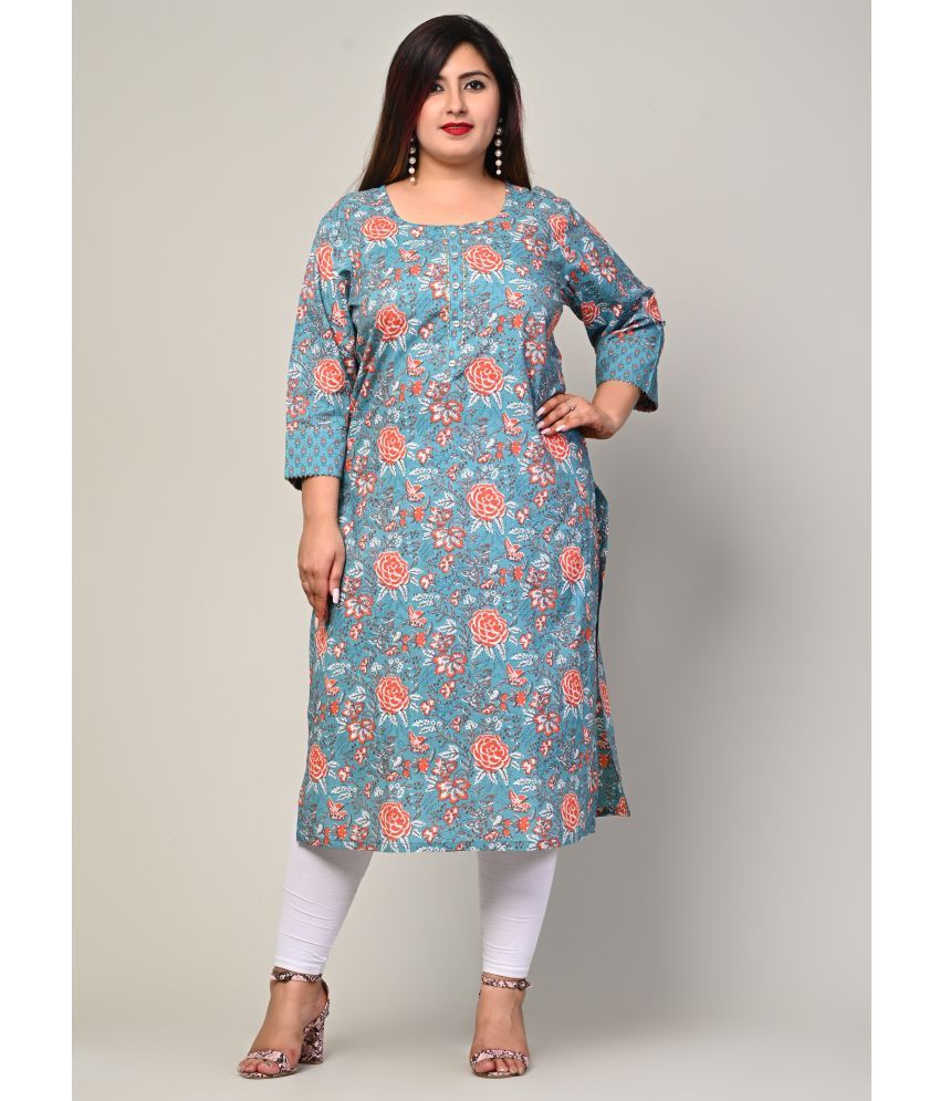     			Swasti - Blue Cotton Women's Straight Kurti ( Pack of 1 )