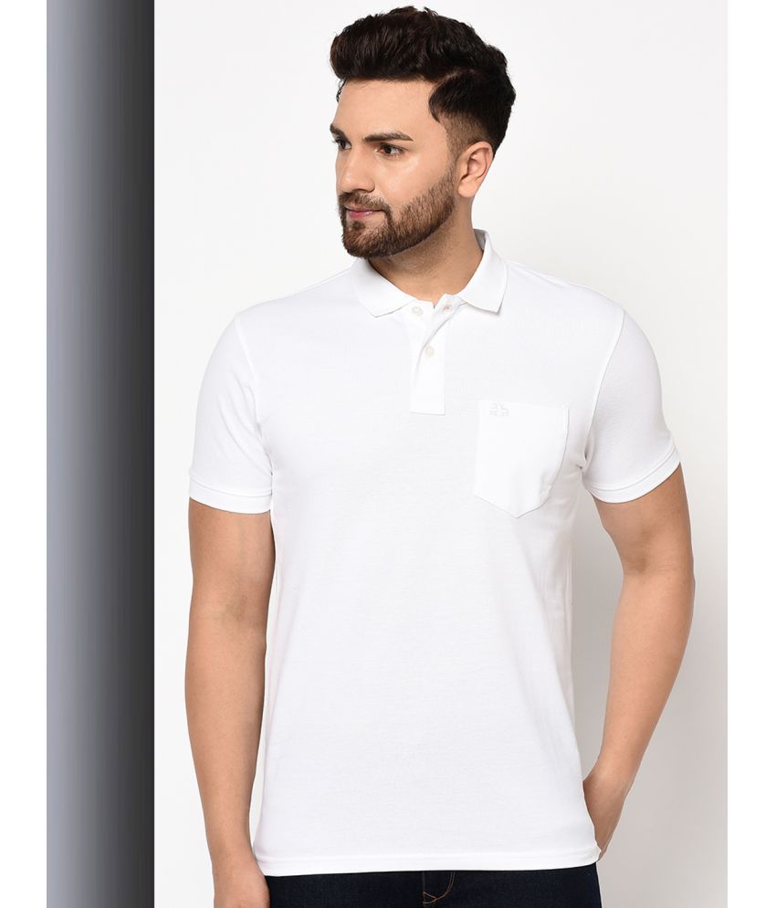     			98 Degree North Pack of 1 Cotton Regular Fit Solid Half Sleeves Men's Polo T Shirt ( White )