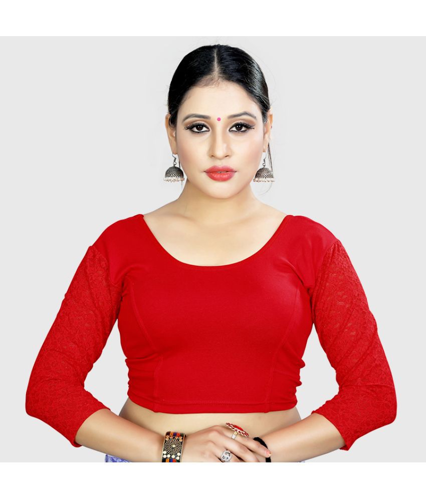     			AKSHAR TEX - Red Readymade without Pad Cotton Blend Women's Blouse ( Pack of 1 )