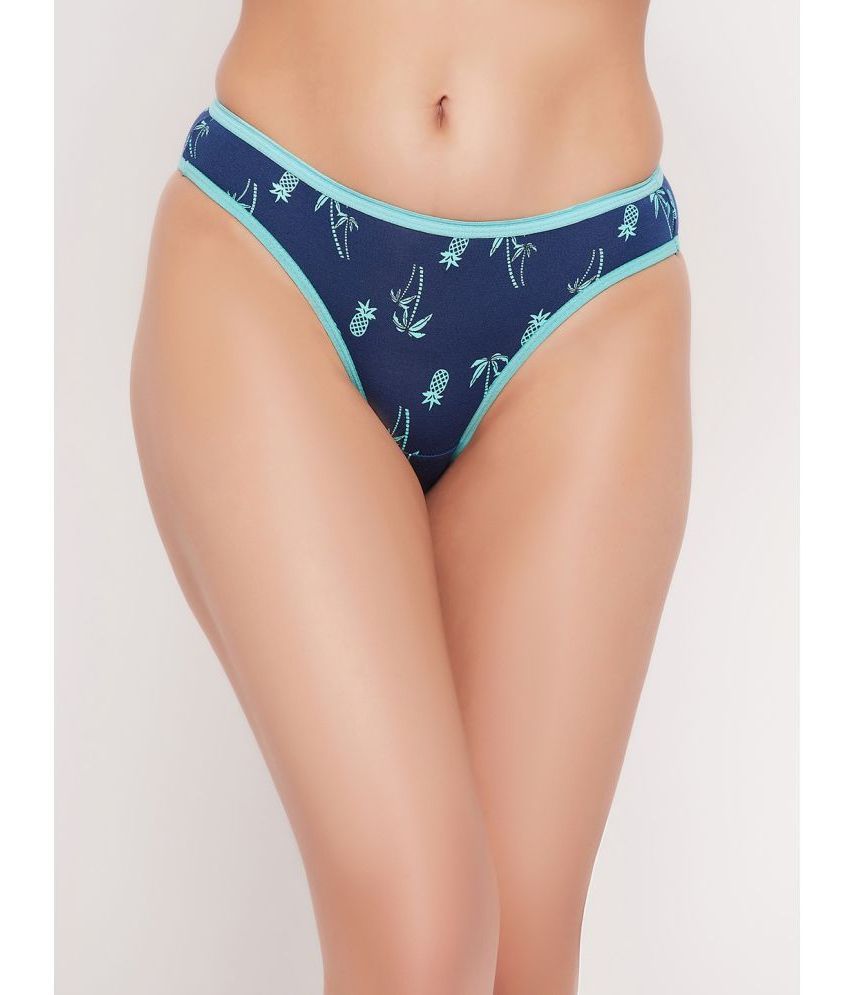     			Clovia Cotton Printed Women's Bikini ( Blue )