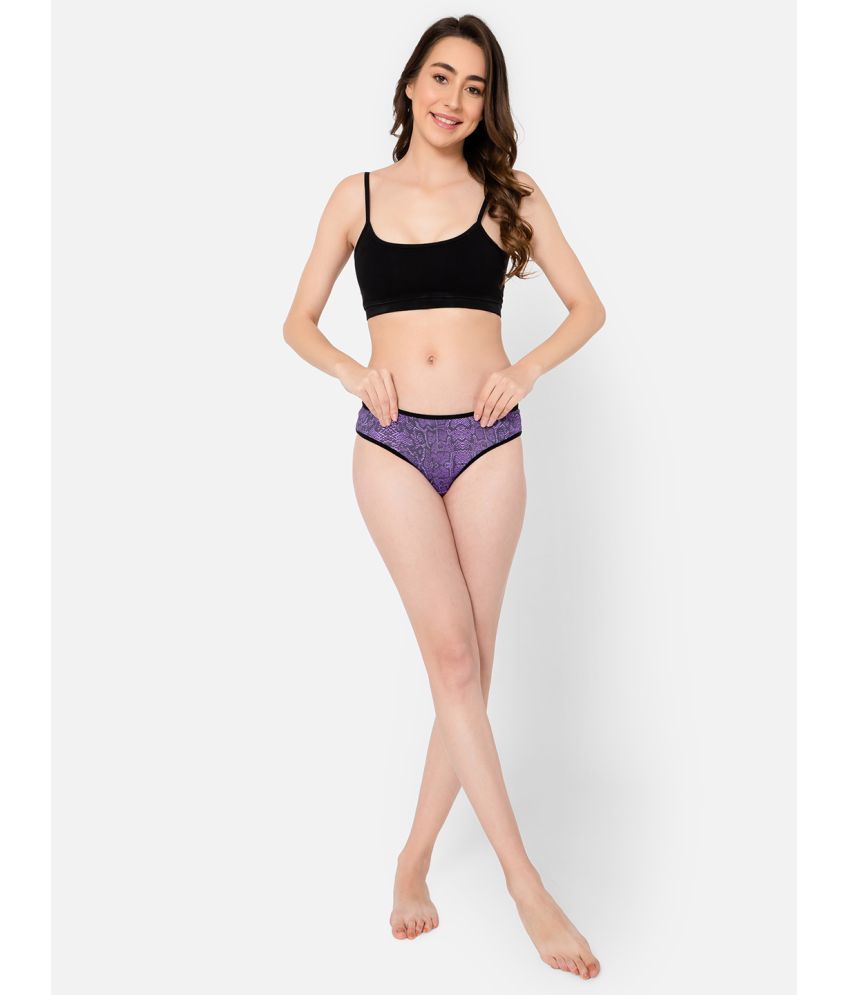     			Clovia Nylon Printed Women's Bikini ( Purple )