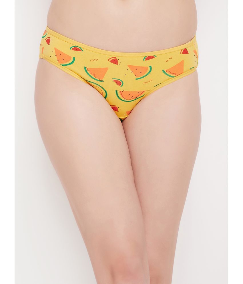     			Clovia - Yellow Cotton Printed Women's Bikini ( Pack of 1 )