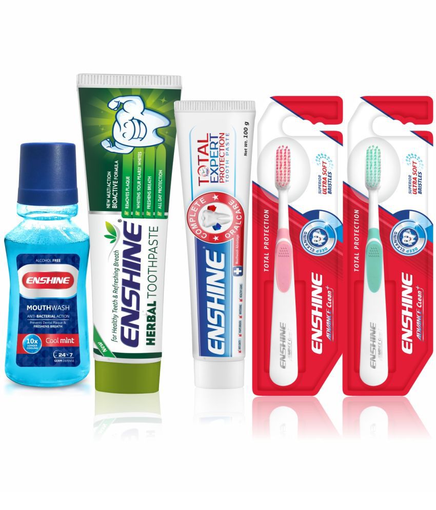     			Enshine Herbal Toothpaste 100g + Total Expert Protection 100g + Mouth Wash 150ml + Toothbrush 2pcs