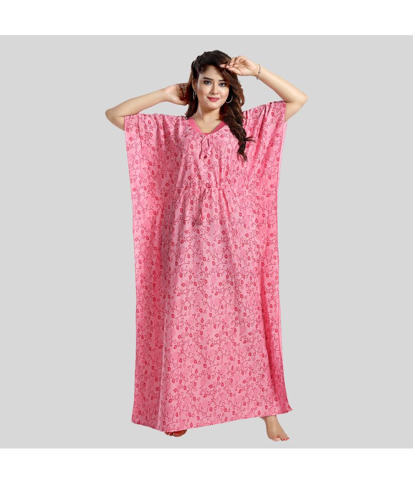     			Gutthi - Pink Satin Women's Nightwear Kaftan ( Pack of 1 )