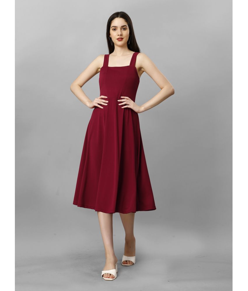     			JULEE - Maroon Polyester Women's Fit & Flare Dress ( Pack of 1 )