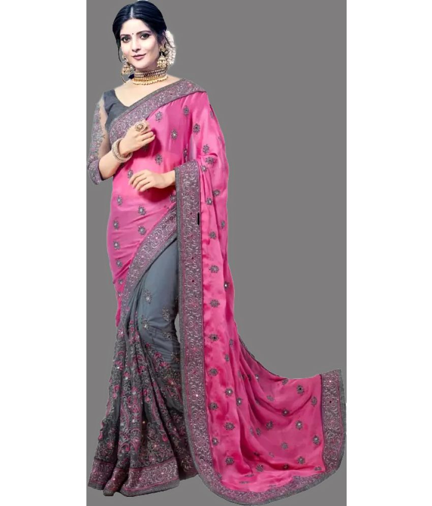     			JULEE - Pink Silk Blend Saree With Blouse Piece ( Pack of 1 )