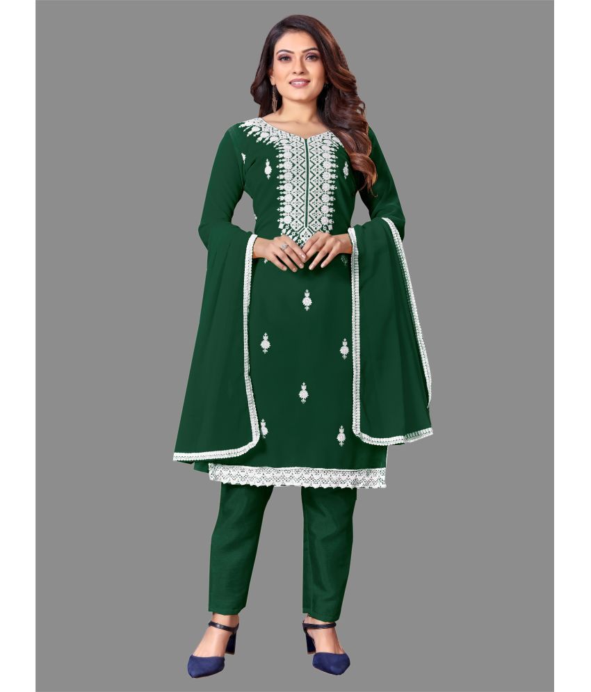     			JULEE - Unstitched Green Georgette Dress Material ( Pack of 1 )