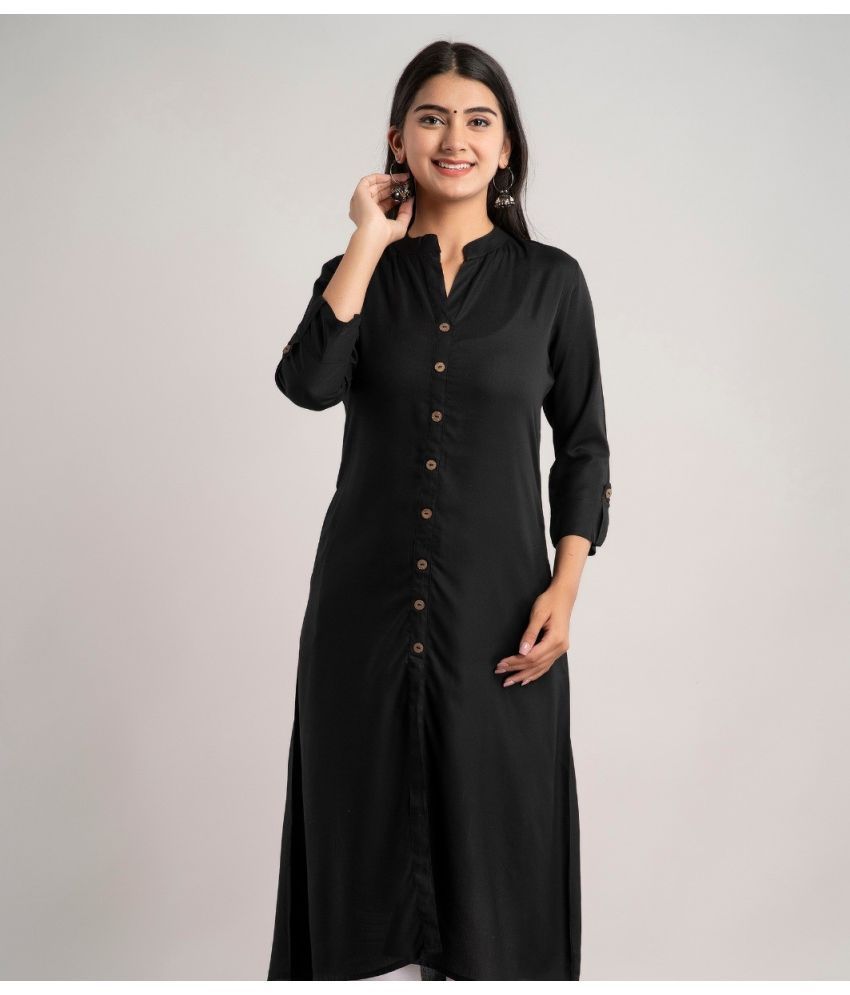     			MAUKA - Black Rayon Women's A-line Kurti ( Pack of 1 )