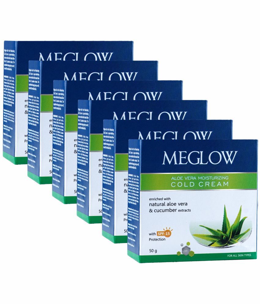     			Meglow Aloe Vera Moisturizing Cold Cream for Face & Dry Skin , Pack of 6 (50 g Each)
