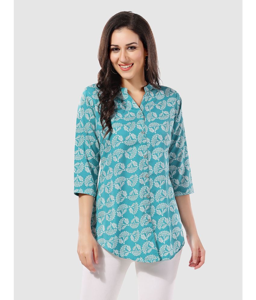     			Meher Impex - Turquoise Crepe Women's A-Line Top ( Pack of 1 )