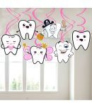 Zyozi 6 pcs I Got My First Tooth Hanging Swirls, First Tooth Decoration Items for Baby, 1st Teeth Decoration Items,Rice Ceremony Swirls,Rice Ceremony Decoration Kit (Pink)