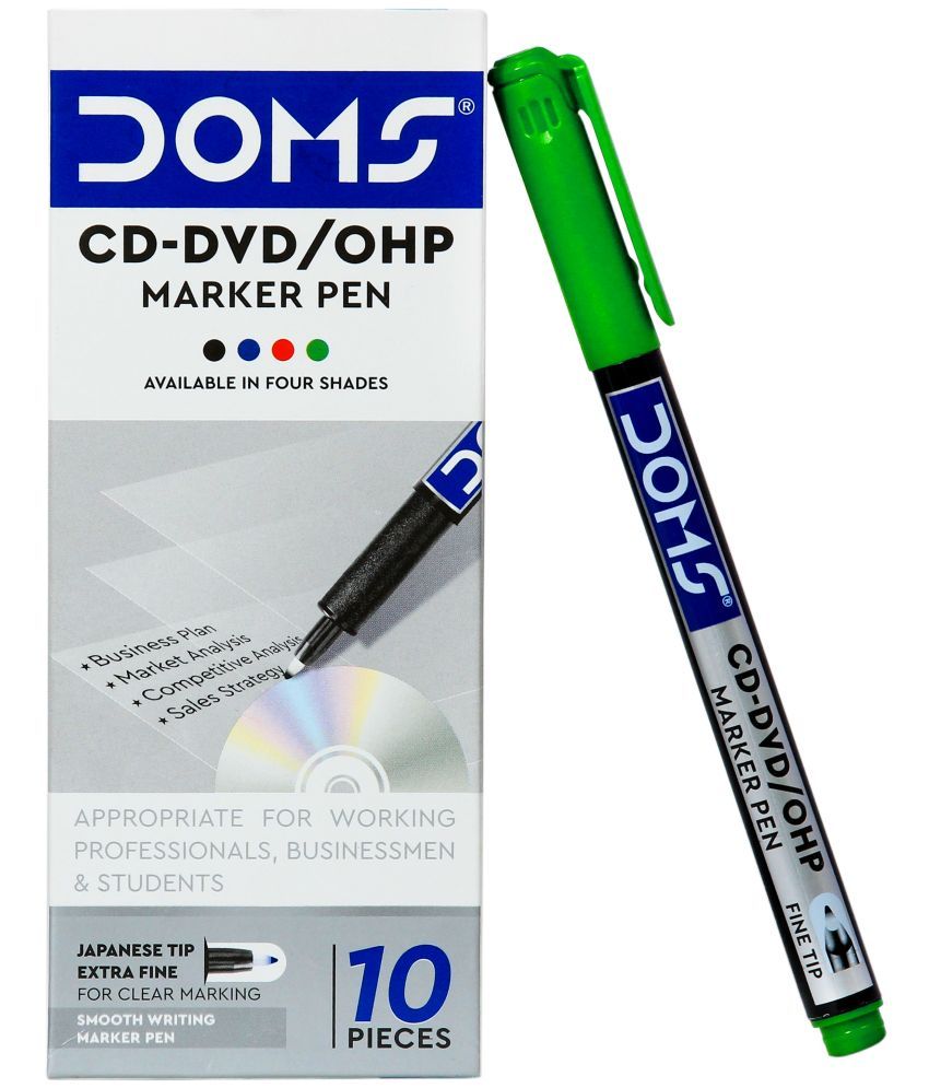     			DOMS Non- Toxic CD-DVD/OHP Marker Green Pack of 20