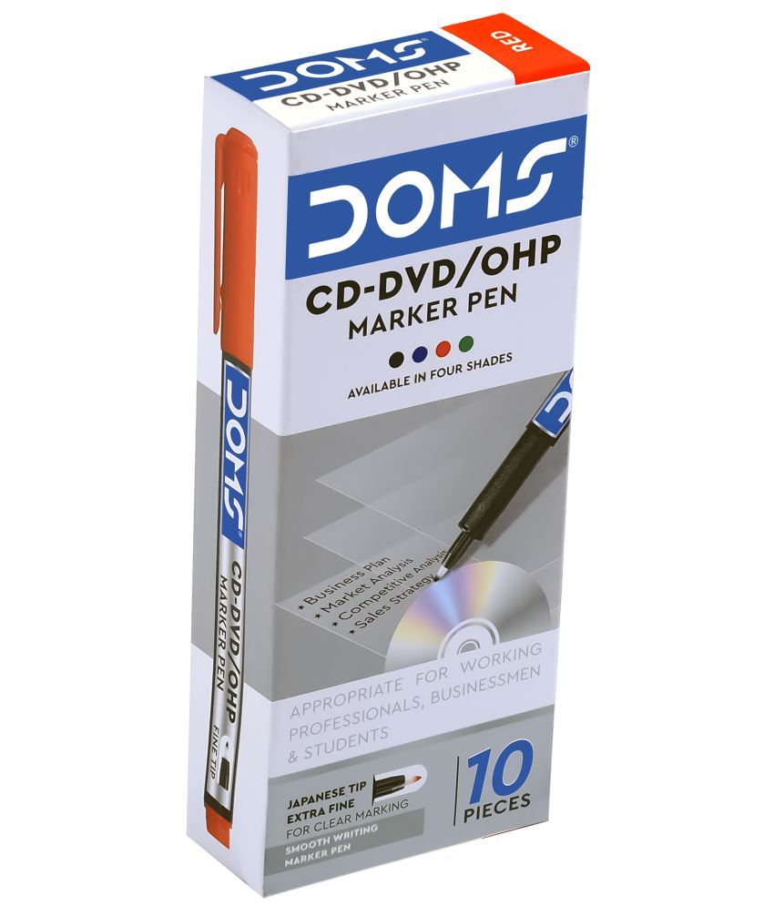     			DOMS Non- Toxic CD-DVD/OHP Marker Red Pack of 20