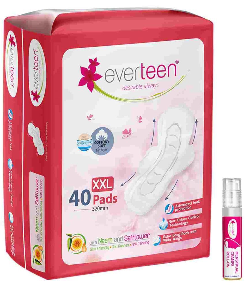     			Everteen combo 40 XXL Soft Sanitary Pads with Free Menstrual Pain Relief Roll-On, 5 ml (Pack of 2)