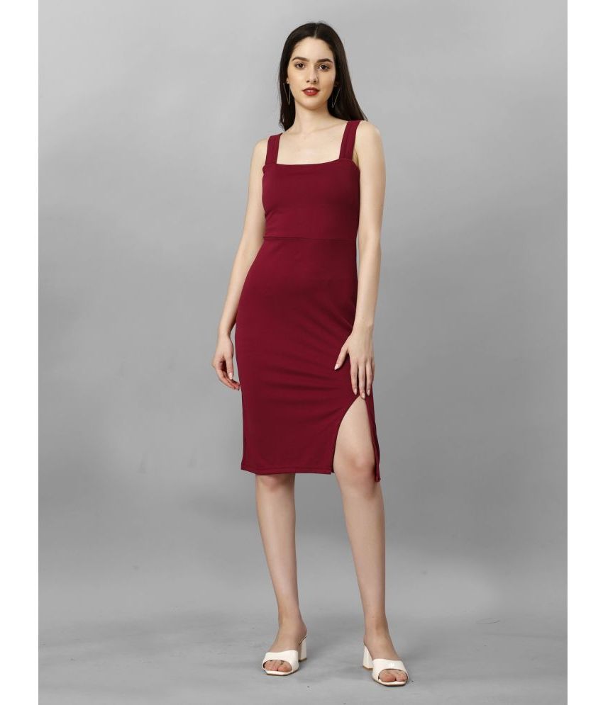     			JULEE - Maroon Polyester Women's Side Slit Dress ( Pack of 1 )