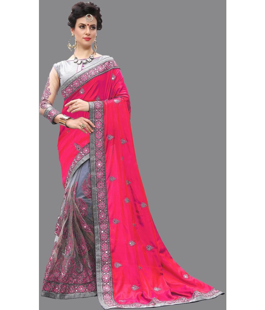     			Kenofy Sarees - Pink Silk Saree With Blouse Piece ( Pack of 1 )