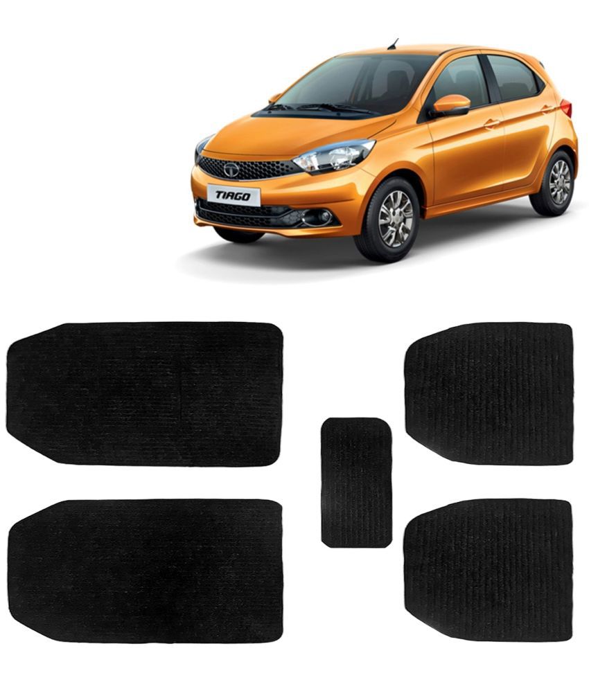     			Kingsway Carpet Style Universal Car Mats for Tata Tiago, 2020 Onwards Model, Black Color Anti Slip Car Floor Foot Mats, Complete Set of 5 Piece, Premium Series