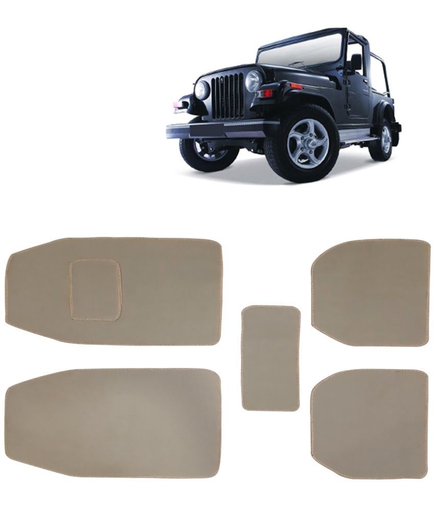     			Kingsway Carpet Style Universal Car Mats for Mahindra Thar, 2010 - 2019 Model, Beige Color Anti Slip Car Floor Foot Mats, Complete Set of 5 Piece, Executive Series