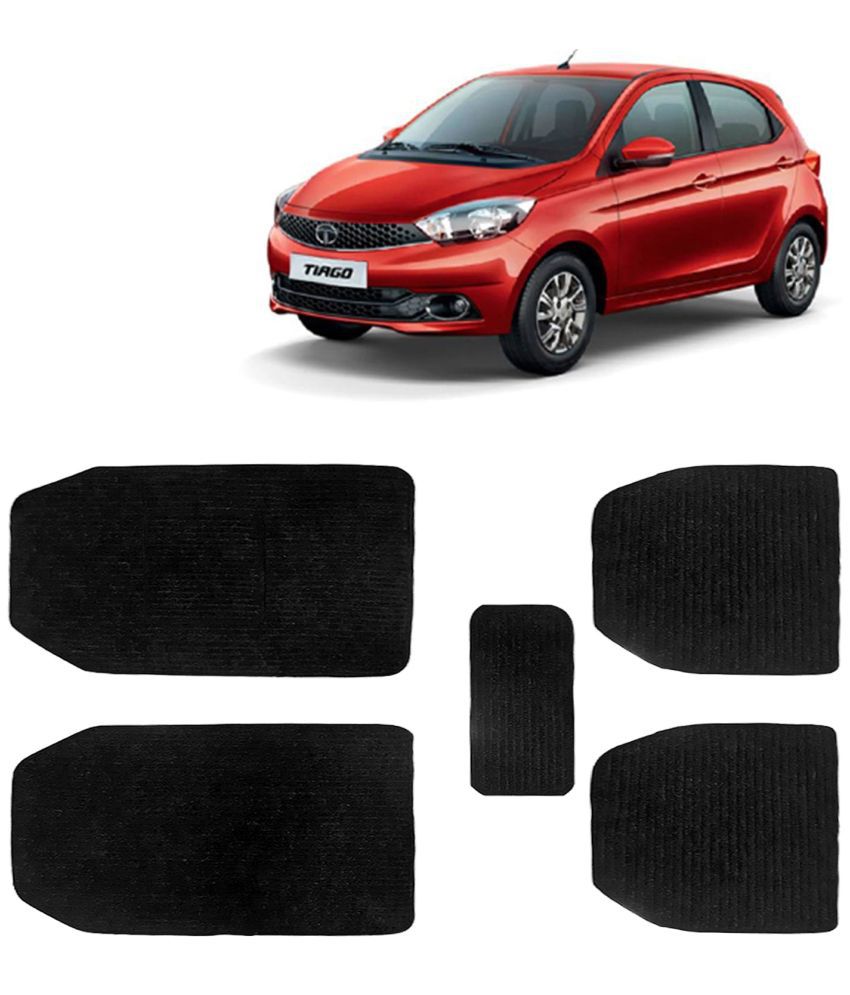     			Kingsway Carpet Style Universal Car Mats for Tata Tiago, 2016 - 2020 Model, Black Color Anti Slip Car Floor Foot Mats, Complete Set of 5 Piece, Premium Series