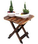 TFS Wooden Foldable Adjustable 12 inch Side Table/End Table/Coffee Table/Plant Stand/Outdoor Table/Stool (Square Shaped)