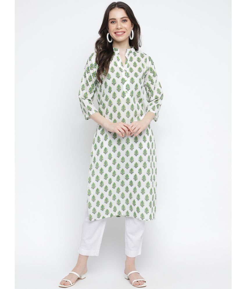     			Anaiah - White Cotton Women's Straight Kurti ( Pack of 1 )