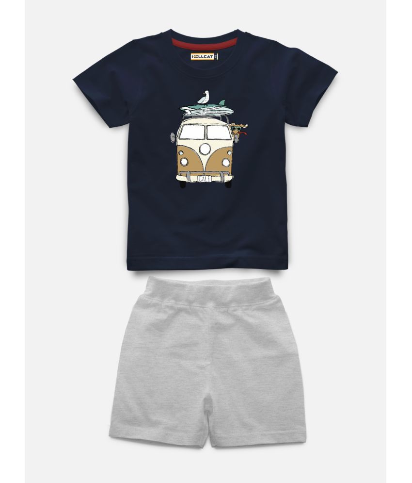     			HELLCAT Pack of 1 Boys Cotton Blend T-Shirt & Shorts ( Navy Blue )