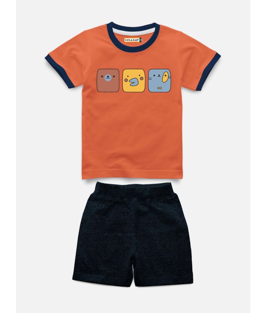     			HELLCAT Pack of 1 Boys Cotton Blend T-Shirt & Shorts ( Orange )