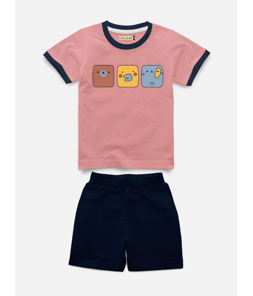     			HELLCAT - Pink Cotton Blend Boys T-Shirt & Shorts ( Pack of 1 )