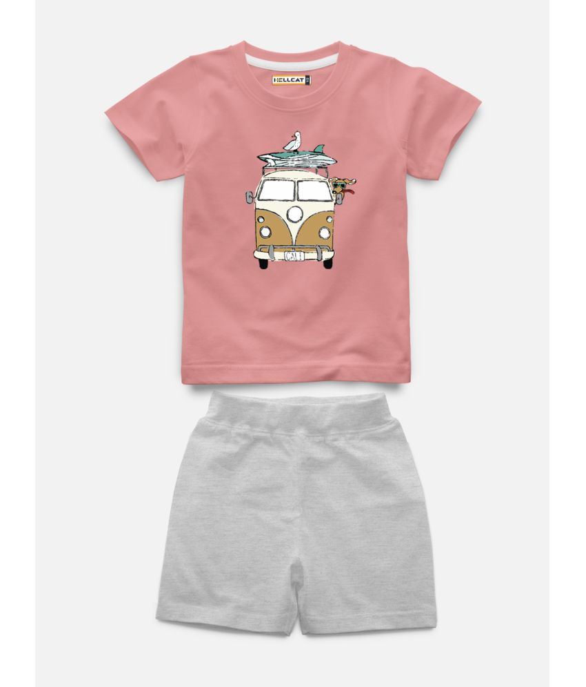     			HELLCAT - Pink Cotton Blend Boys T-Shirt & Shorts ( Pack of 1 )